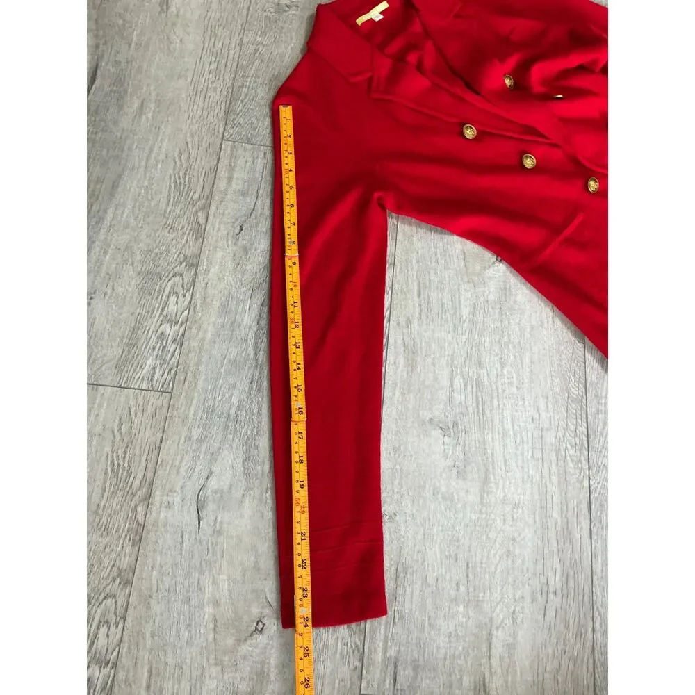 Gianni Bini Women’s M Red Wool Blend Double Breasted Gold Button Blazer